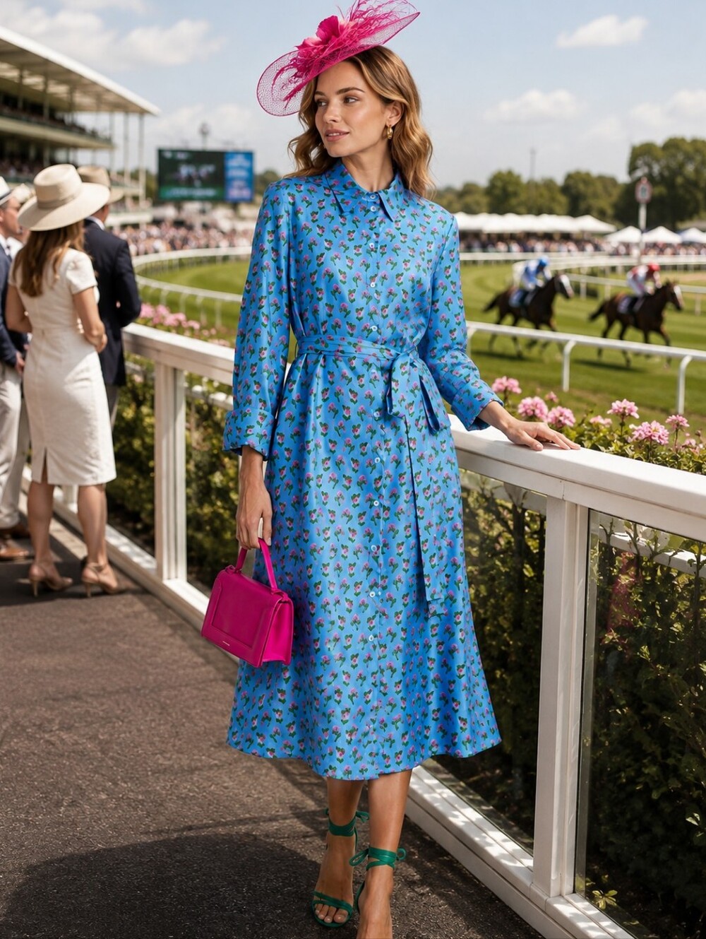 Carolina Herrera Blue Floral Midi Shirt Dress